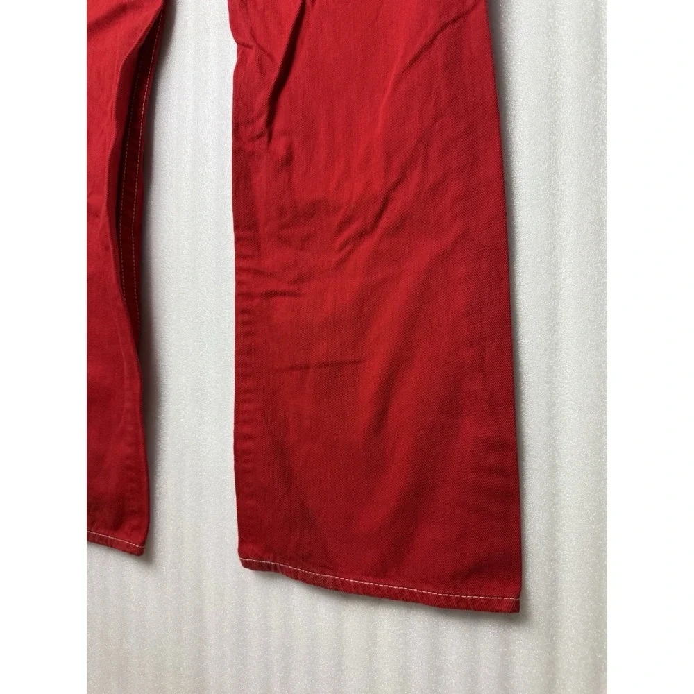 VTG Y2K True Religion Jeans Mens 40x34 Red Straight Flap Pocket Thick Stitch